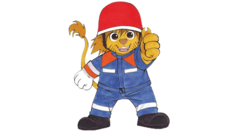 Löwe in Feuerwehruniform
