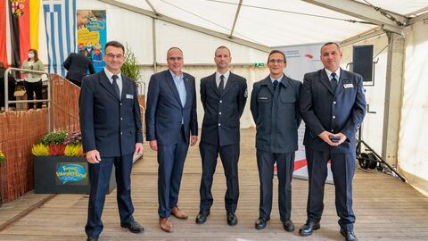 Einsatzkräfte aus der Stadt Offenbach, welche in Nordrhein-Westfalen im Katastropheneinsatz waren.