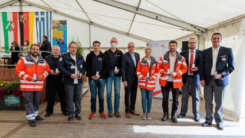 Einsatzkräfte aus dem Landkreis Groß-Gerau, welche in Rheinland-Pfalz im Katastropheneinsatz waren.