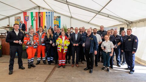 Einsatzkräfte aus der Stadt Frankfurt, welche in Rheinland-Pfalz im Katastropheneinsatz waren.