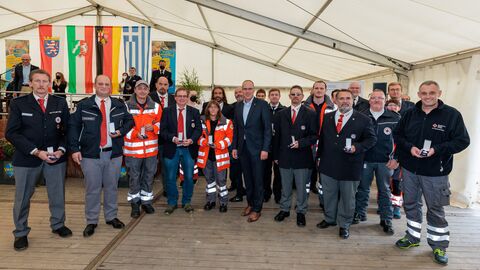Einsatzkräfte aus dem Landkreis Marburg-Biedenkopf, welche in Rheinland-Pfalz im Katastropheneinsatz waren.