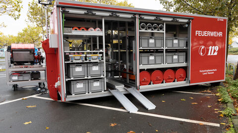 Abrollbehälter des Hessischen Katastrophenschutz